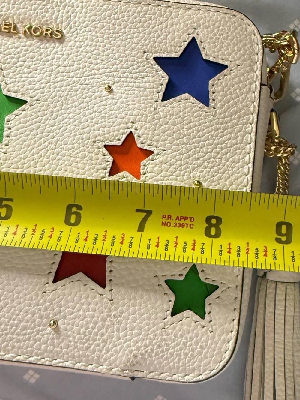 Michael Kors White Crossbody Bag with Multicolor Star Appliqués